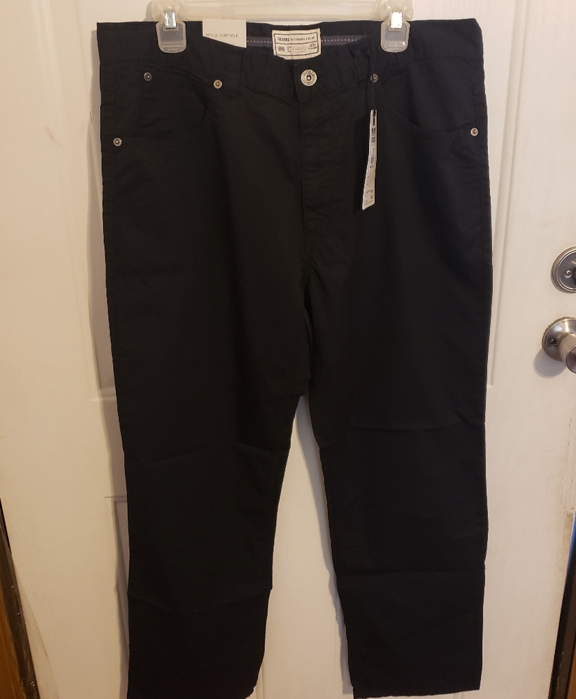 AlexanderJulian Chino Black Straight Leg Pants ae9fkblk Men's 36x30.